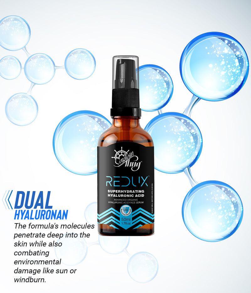 Redux Hyaluronic Acid Serum - Triple Strength - Low and High Molecular Weight Hyaluronan with Sodium Hyaluronate Crosspolymer and Vitamin B5 - 1.7 Oz